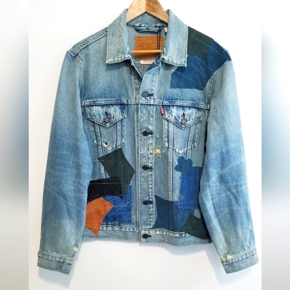 LEVI'S Levi Strauss & Co. Vintage Relaxed Trucker Jacket Distressed Patchwork - Picture 1 of 16
